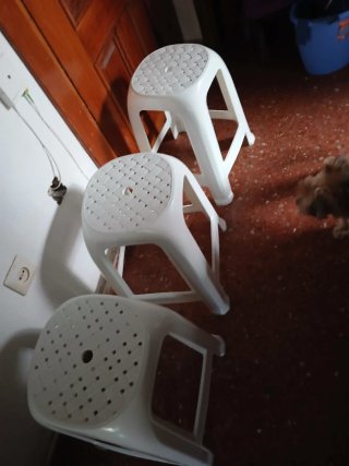 Sillas de plástico blancas (3 unidades)
