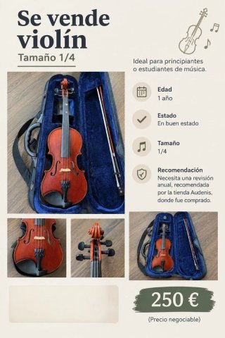 Violín Tamaño 1/4 con funda y arco