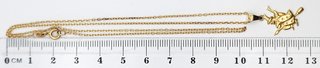 Cadena y colgante oro 18k bruja escoba