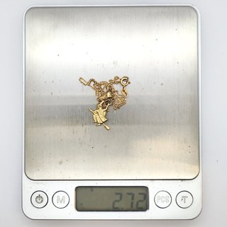 Cadena y colgante oro 18k bruja escoba