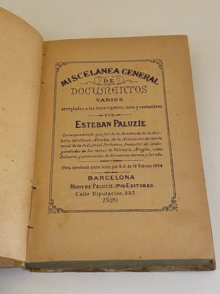 Miscelánea de documentos Esteban Paluzie 1920