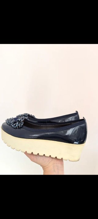 Manoletinas plataforma azul talla 37