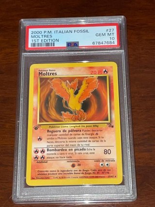 Moltres 1st Edition español Fossil PSA 10