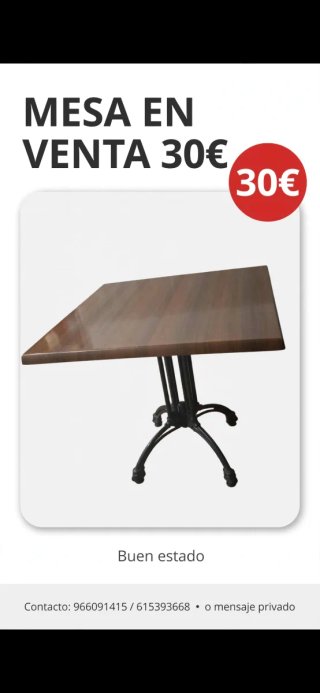 Mesa de madera y metal 30€