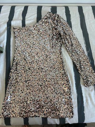 Vestido fiesta lentejuelas oro/plata
