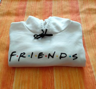 Sudadera c/ capucha "friends" blanco L