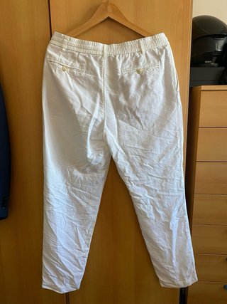 Pantalones lino Mango blancos