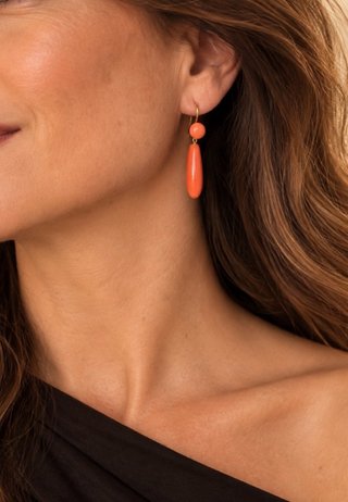 Pendientes coral y plata baño oro