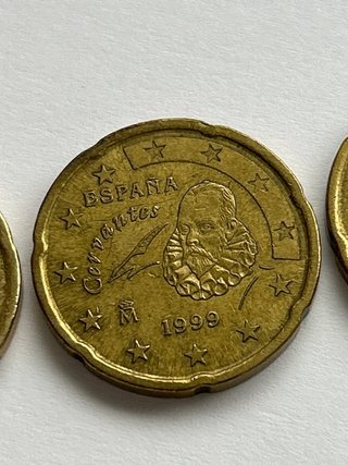 Moneda 20 céntimos Cervantes 1999 error España
