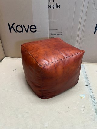 Pouf ecopelle marrone