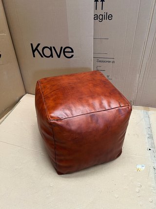 Pouf ecopelle marrone