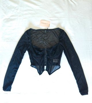 Top Shein tul encaje negro M fiesta mujer