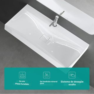 Lavabo blanco de sobre encimera 100x48