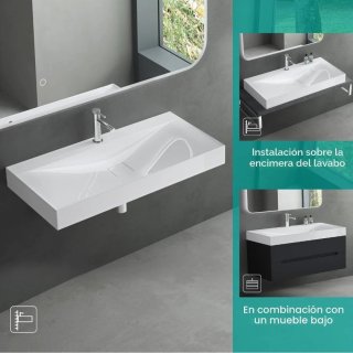 Lavabo blanco de sobre encimera 100x48