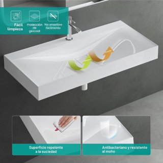 Lavabo blanco de sobre encimera 100x48