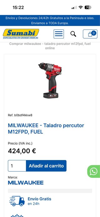 Taladro Milwaukee M12 4.0Ah