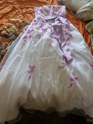 Vestido palabra de honor novia/fiesta morado