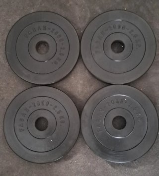 4 discos de caucho 2.5kg 28mm