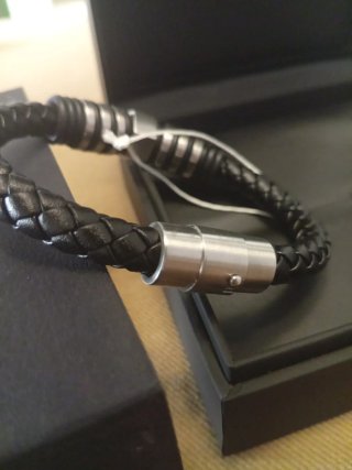 Pulsera Lotus Style Hombre Negra y Plata
