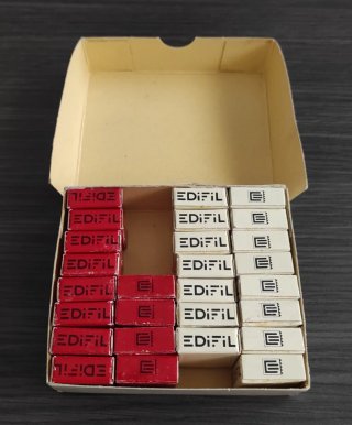 Caja EDIFIL vintage con cajitas sellos década 70