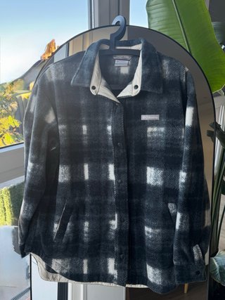 Camisa polar cuadros Columbia gris y blanco