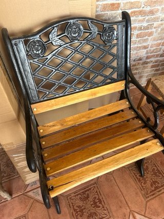 Conjunto Mesa + 2 Sillones + Banco de forja/madera