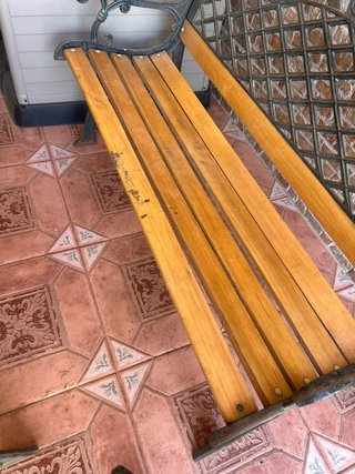 Conjunto Mesa + 2 Sillones + Banco de forja/madera