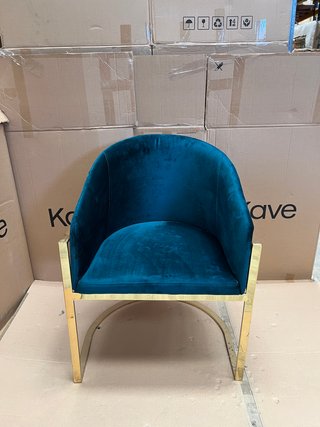 Sedia velluto ottanio con struttura oro