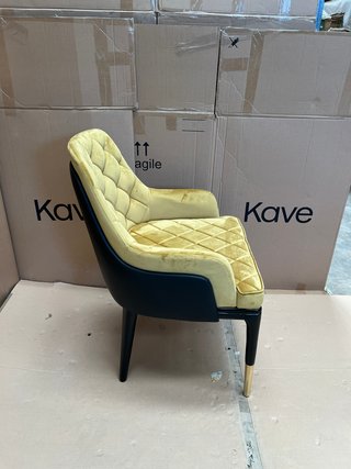 2 Sedie Velluto Giallo Struttura Nera