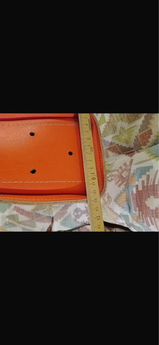Borsa cartella vintage arancione con cavallo