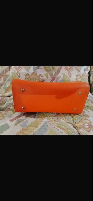 Borsa cartella vintage arancione con cavallo