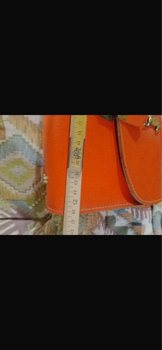 Borsa cartella vintage arancione con cavallo