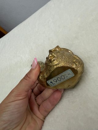 Antiguo Cenicero Pipa Metal Dorado
