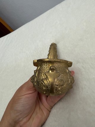 Antiguo Cenicero Pipa Metal Dorado