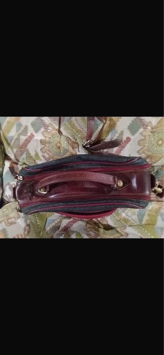 Borsa vintage pelle nera e bordeaux