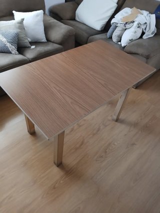 Tavolo consolle in vetro e iuta