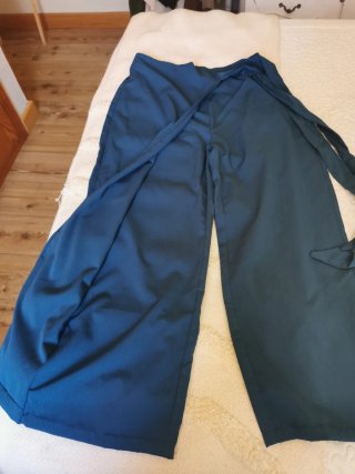 Pantalón ancho mujer azul/verde azulado