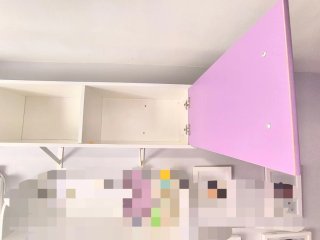 Estantería infantil modular morada y blanca