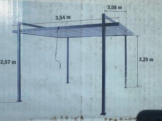 Pérgola de aluminio nueva color gris antracita.