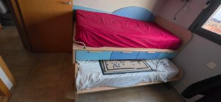 Cama nido con cajones y cama extraíble. 30mm espes