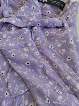 Falda pantalón floral lila de Zara M