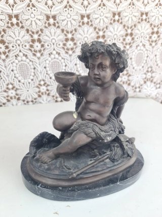 Lote 4 esculturas bronce base mármol