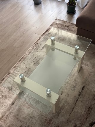 Mesa de centro cristal y aluminio