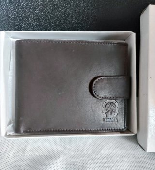 Cartera hombre piel marrón con monedero