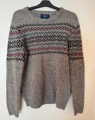 Jersey Pull&Bear Fair Isle Gris Talla M