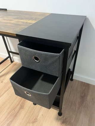 Escritorio madera con cajones y metal