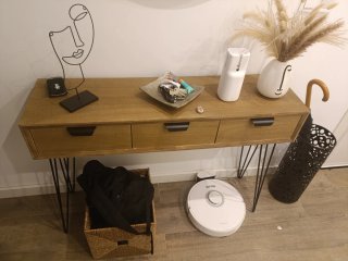 Mesa recibidor madera y metal