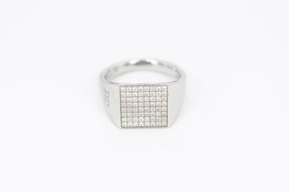 Anillo Sello Oro Blanco 18K