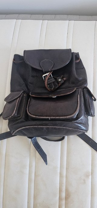 Mochila piel marron vintage
