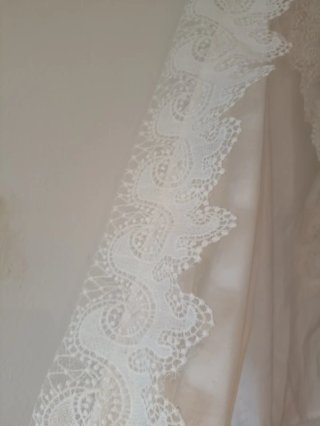 Blusa blanca encaje bordado elegante talla L mujer